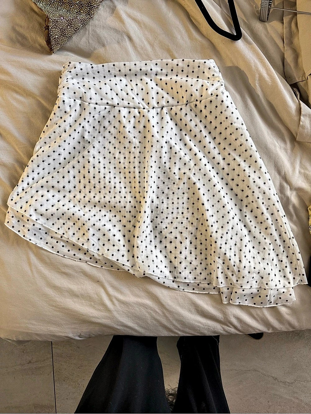 Polka Dot Asymmetrical Midi Skirt